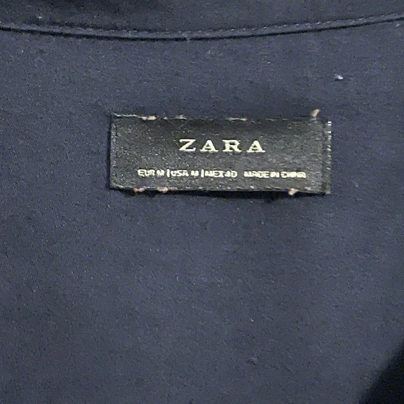 Zara Dark Navy Shirt with White Label Detail - Picture 3 of 5